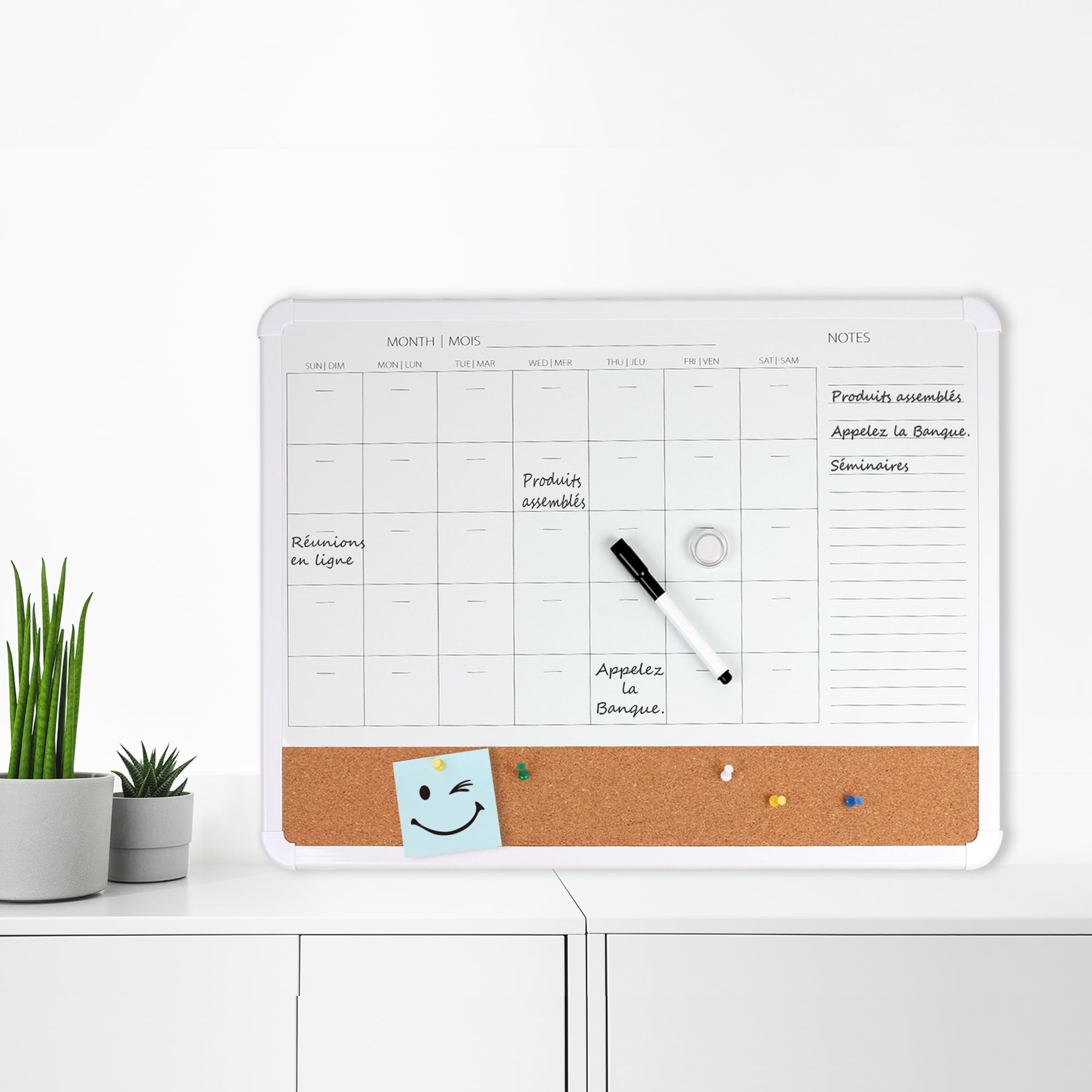 Pen+Gear,  17x23, Plastic White Frame Calendar Board