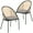 Charcoal, variant on LeisureMod Dining Chair with Vinyl Fabric Seat and Wicker Backrest in Black Stainless Steel Legs Modern Accent Armchair Urbane Collection Set of 2 in Taupe