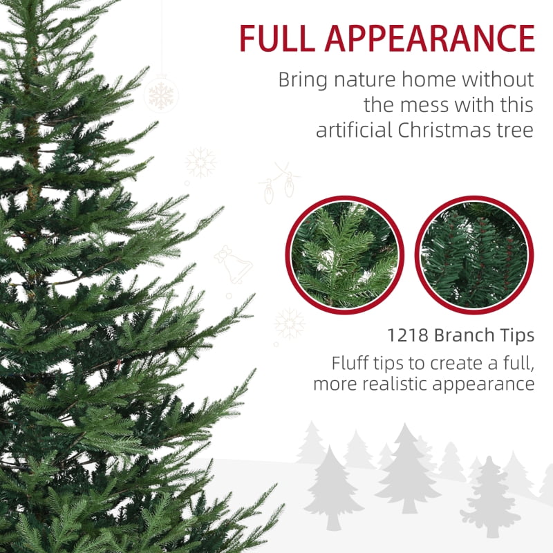 Alvantor Christmas Tree Nordic Pine with 1218 Tips, Auto-Open Hinged Branches 55.1"x55.1"x90" 7.5 ft Green