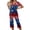 Royal Blue, variant on 4th of July Womena Pajama Sets Patriotic Flag Flower Heart Print Nightwears Short Sleeve Top and Capri Pants Independence Day Pajama Set
