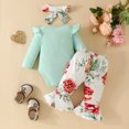 thumbnail image 3 of Vedolay Girls Winter Outfits Girl's 2 Piece Outfits Crisscross Crop Halter Top and Rib Knit Flare Leg Pants Set,Green 12, 3 of 4