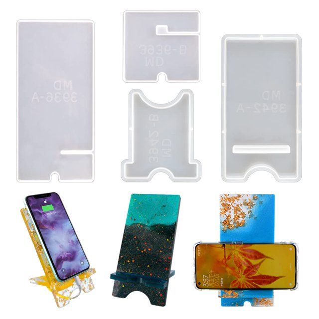 RESIN GO 2 estilos soporte para teléfono móvil Molde de resina de silicona soporte para teléfono móvil Moldes de resina Epoxy soporte para teléfono artesanal molde de silicona