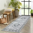 thumbnail image 2 of Hasoo Runner Rug 2' x 6' for Bedroom Retro Area Rug for Living Room Medallion Distressed Washable Rug for Hallway Gray, 2 of 5
