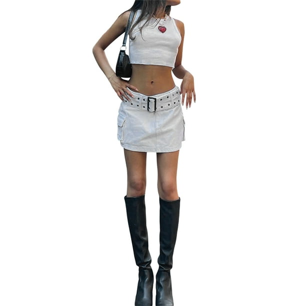 Colored denim mini skirts cheap