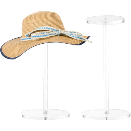 1Pc Acrylic Hat Stand, Hat Display Stand with Round Top and Base, 30cm/12in Height Wig Stand, Clear Hat Holder Stand, Acrylic Pedestal Riser Rack for Display Cap, Watch, Jewelry (Round)