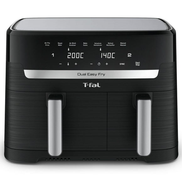 T-fal Dual Easy Fry, Air Fryer, 8.3 L Capacity, Dual Drawers