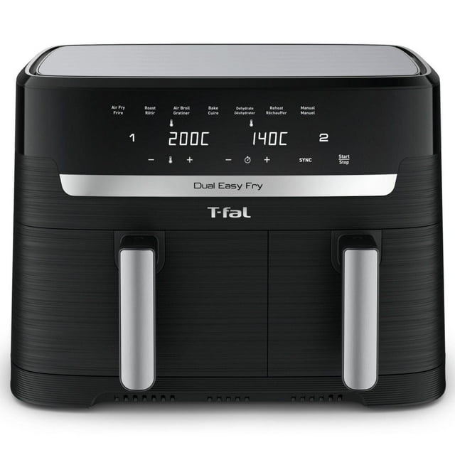 T-fal Dual Easy Fry, Friteuse à Air, Capacité 8,3 L, Deux tiroirs