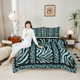 thumbnail image 4 of Homewish Leopard Zebra Print 3-Piece Full Size Comforter Sets for Teesn Female Men,Geometric Stripes Bedding Comforter Set,Black Teal Lightweight Bedding Sets,Ultra Soft Home Decor,Reversible, 4 of 8