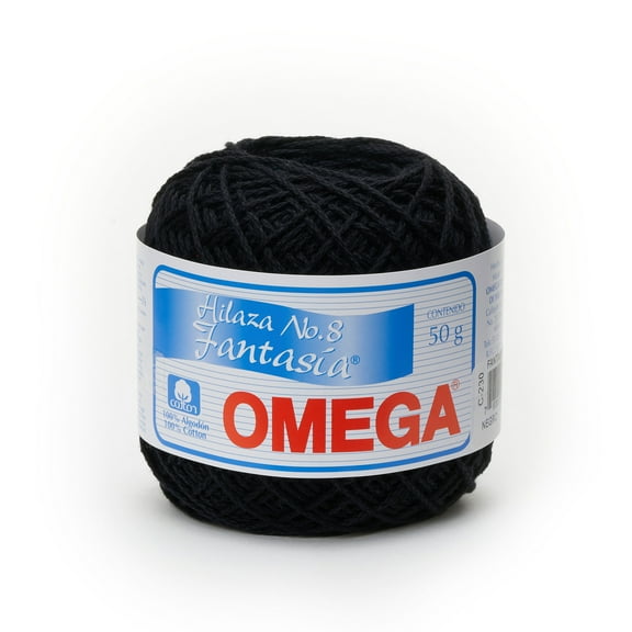 FANTASIA NO.8 [50grs] by Omega - 100% Mercerized Cotton Yarn Great for Thick Crochetting - Color: 32 - Black 230