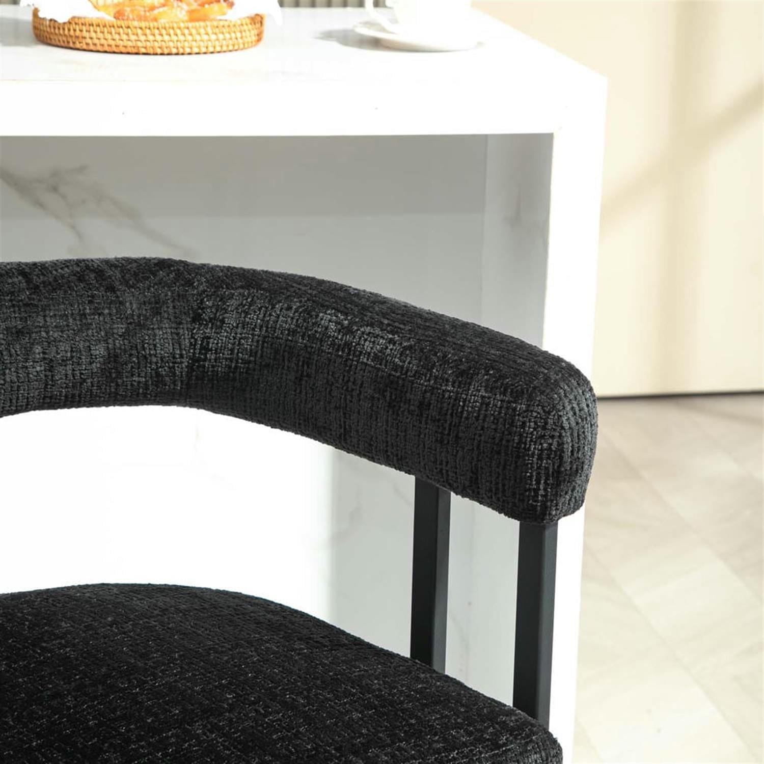 Demi Bonn 34" Counter Height Bar Stools Set of 2, Upholstered Barstools with Back, Kitchen Island Countertop Chairs for Dining Room, Black