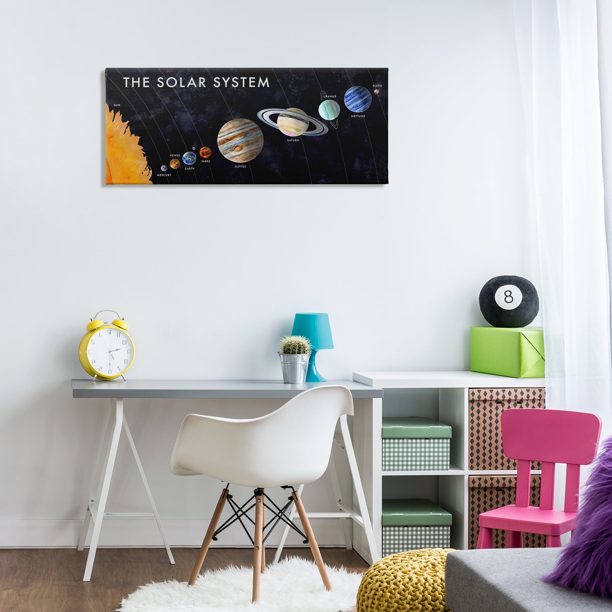 Stupell Industries Educational Solar System Astrology & Stars Painting Wrapped Canvas Art Print Wall Art, 40 x 17