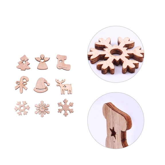 SOPOTUTU DIY Accessories Wood Ornaments for Adornment Xmas Party Fun 100Pcs