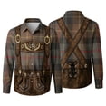 thumbnail image 2 of Falkdiz Boys Denim Style Shirts Plaid Long Sleeve Button Up Vintage Casual Graphic Stylish Tops for Boys,Brown,Size: 2, 2 of 6