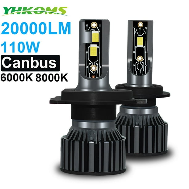 YHKOMS luces de coche Canbus H4 LED H7 20000LM H11 lámpara LED para bombillas de faros delanteros de coche H1 H3 H9 9005 9006 HB3 HB4 5202 9007 H13 niebla 12V Tan Jianjun unisex
