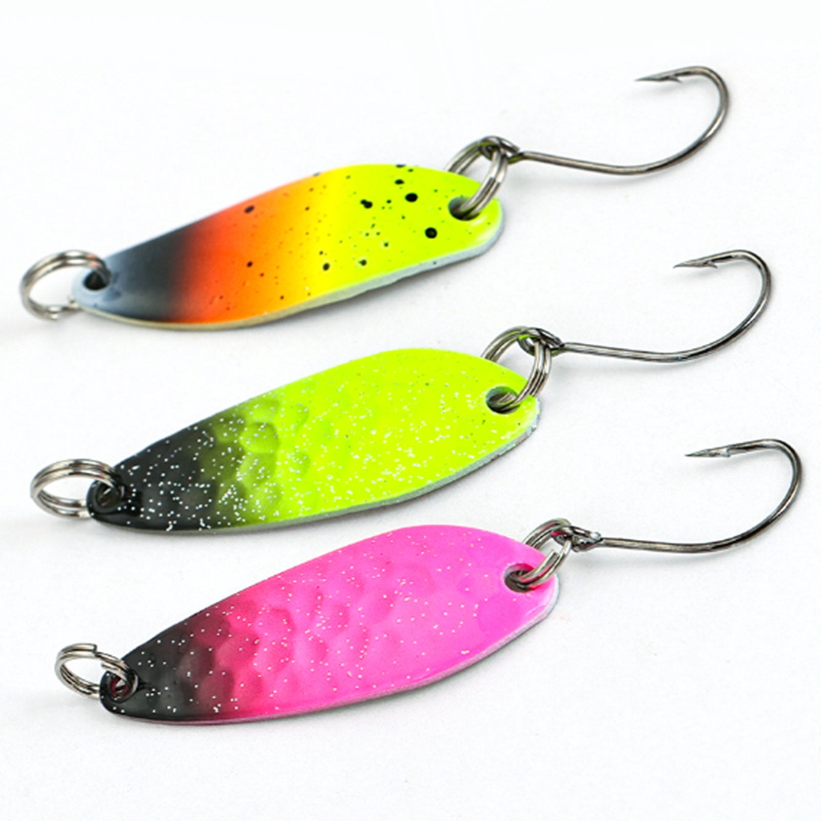 KUFptva 43Pcs Fishing Spoon Lure Hard Baits Casting Spinner Baits Metal Spoon Fishing Baits for Trout Fishing Tackle