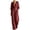 Burgundy, variant on TEAJOPSUU Women's Jumpsuits 3/4 Sleeve V Neck Elastic Waist Wide Leg Jumpsuits with Pockets Loose Fit Waist Cinching Long Rompers Burgundy