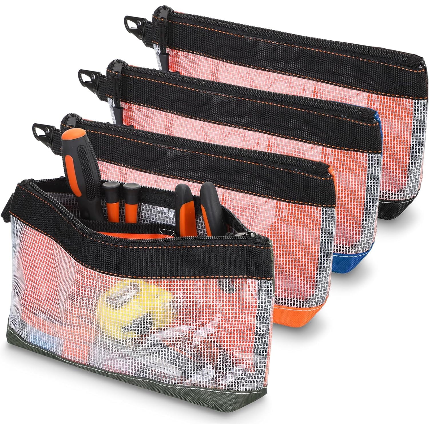 Zipper Clear Tool Pouch Small Tool Bag Multi-purpose Organizer Waterproof Pack Of 4pcs
