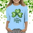 thumbnail image 2 of Xiaowennn Kids St. Paddy's Day Printed 3/4 Quarter Sleeve T Shirt Tops Peplum Casual Baby Girl Tops, 2 of 4
