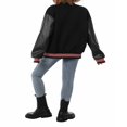 thumbnail image 3 of Women Baseball Jackets Leather Long Sleeve Letter Jackets, 3 of 5
