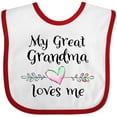 thumbnail image 3 of Inktastic My Great Grandma Loves Me Heart Great Grandchild Boys or Girls Baby Bib, 3 of 4