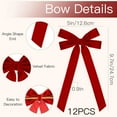 thumbnail image 6 of CEklwe 12Pcs 5in X 10in Red Velvet Ribbon Bows Christmas Tree Decorations, Xmas Ornaments Vintage Christmas Decor for Tree Home Party Front Door Vintage Wreath Holiday Decor, 6 of 15