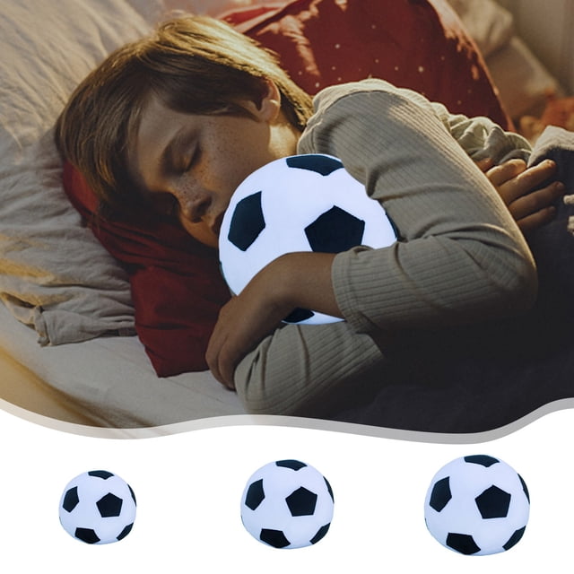 Fiudx Almohada con Forma de Balón de Fútbol, Suave Algodón, Cómoda, Juguete Silencioso para Interiores, Decoración para El Hogar y La Oficina, Regalo Ideal para Aficionados Al Deporte, Tamaño 28 X 28