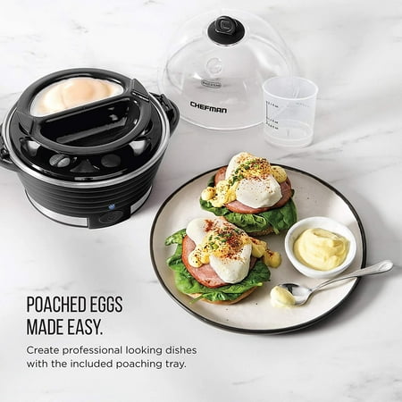 CHEFMAN - Electric Egg Cooker + Boiler, Quickly Makes 6 Eggs, BPA-Free - Black