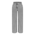 thumbnail image 5 of JUSLIO Womens Pants Comfortable Zipper Button Jeans Pants for Women Casual Bell-bottoms Gray S, 5 of 8