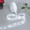 thumbnail image 2 of Cinta de envoltura de regalo de Navidad, cinta de copo de nieve blanca de cristal para embalaje de regalo de Navidad, cinta decorativa para árbol de Navidad, 20/5m, 2 of 3