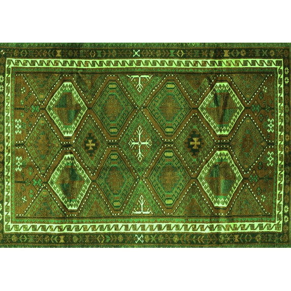 Ahgly Company Indoor Rectangle Persian Green Traditional Area Rugs, 2' x 4'