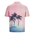 thumbnail image 3 of Felirenzacia Big and Tall Men's Polo, Short Sleeve Performance Golf Shirt Moisture Wicking Fabric Hawaiian Palm Tree Print Tee, Blue,4XL, 3 of 6