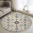 thumbnail image 3 of 4ft Washable Round Rug, Boho Non-Slip Circle Area Rug for Living Room Bedroom, Retro Indoor Floor Mat for Home Decor, 3 of 9