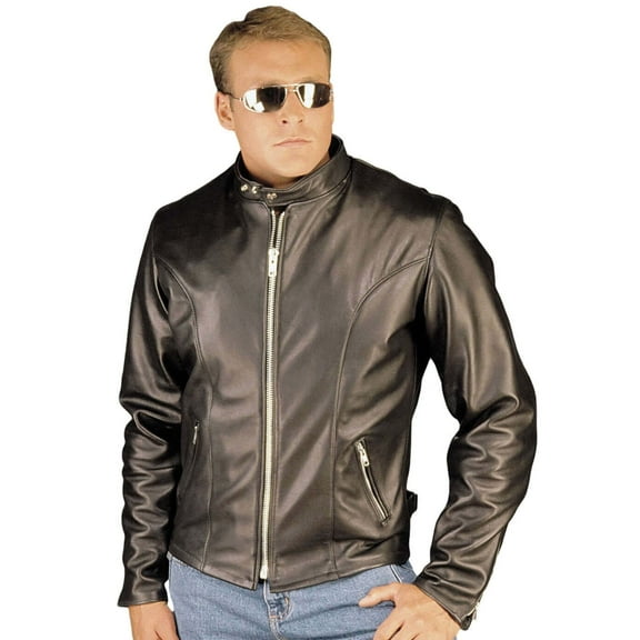 Classic Motorcycle Jacket Made in USA by Reed (5XT, BLACK)