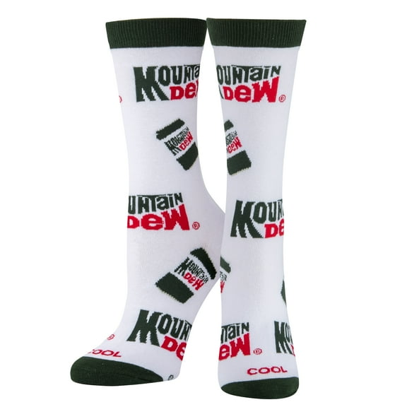 Cool Socks, Mt. Dew Soda Cans, Womens Crew Length, Funny Graphic Print- Large