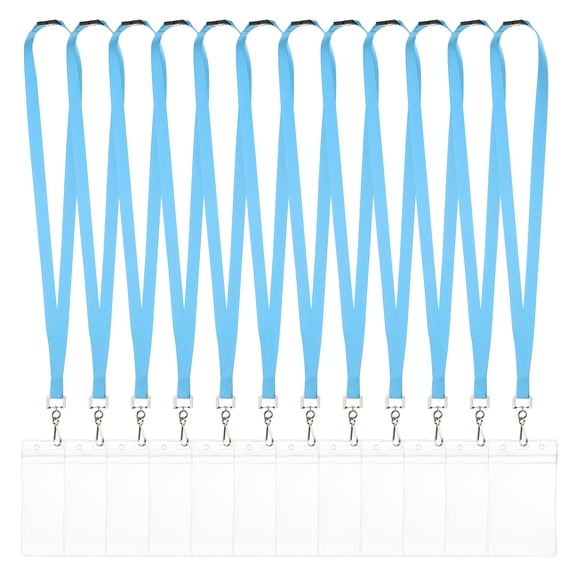 Uxcell 12Pack Colored Lanyards for ID Badges, Breakaway Lanyards for Keys, Sky Blue