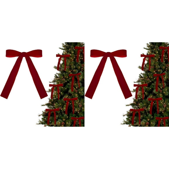 LAMIRO Red Velvet Bows for Christmas Tree Decorations Holiday Gift Wrapping Present Decoration Wreath Garland Classic Festive Decor 24Pcs