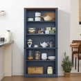 thumbnail image 5 of Buildhom 2pc 70" Tall Farmhouse Bookshelf, 5-Tier Solid Wood Bookcase with Adjustable Shelves for Living Room & Office, Blue, 5 of 8