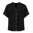 thumbnail image 2 of A Cotton Linen Shirts for Women Summer Button Down Tops Short Sleeve Dressy Casual Blouses Oversized Tshirts 2025, 2 of 4
