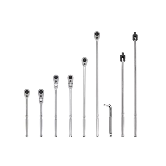 TEKTON 1/2 Inch Drive Quick-Release Ratchet, L-Handle, and Breaker Bar Set (9-Piece) | SDR99201