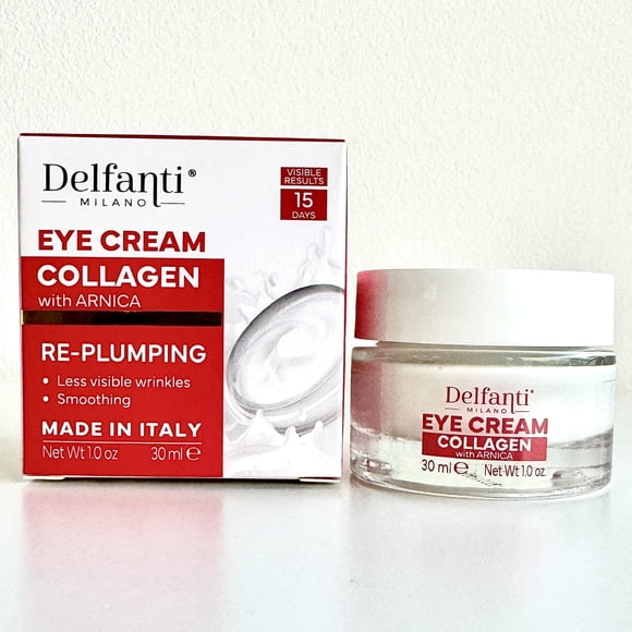 Delfanti-Milano CREMA DE OJOS RELLENADORA DE COLÁGENO con ARNICA que suaviza las arrugas menos visibles Resultado rápido Vegano Hecho en Italia
