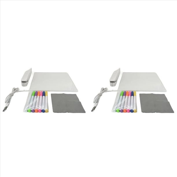 2X Pizarra Acrílica Borrable en Seco con Luz LED, Pizarra Borrable en Seco con Soporte Como Tablero para Mensajes, Notas y Cartas, Tablero Acrílico Brillante