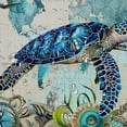 thumbnail image 5 of Creowell Nautical Sea Turtle Shower Curtain, Octopus Ocean Teal Fish Animal Seashell Jellyfish Anchor Theme Fabric Shower Curtains , Retro Nautical Fish Beachy Shower Curtain with Hooks White, 5 of 7