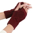 thumbnail image 2 of Summer Savings Clearance 2022! SuoKom Fingerless Gloves for Women Winter Fingerless Thermal Gloves Knitted Gloves With Thumb Holes for Holiday Party Wedding, 2 of 4