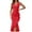 Red, variant on Sakmal Womens Summer Dresses Mid-Length V-Neck Blue Opening Solid Sleeveless Slim Asymmetrical Bodycon Dress