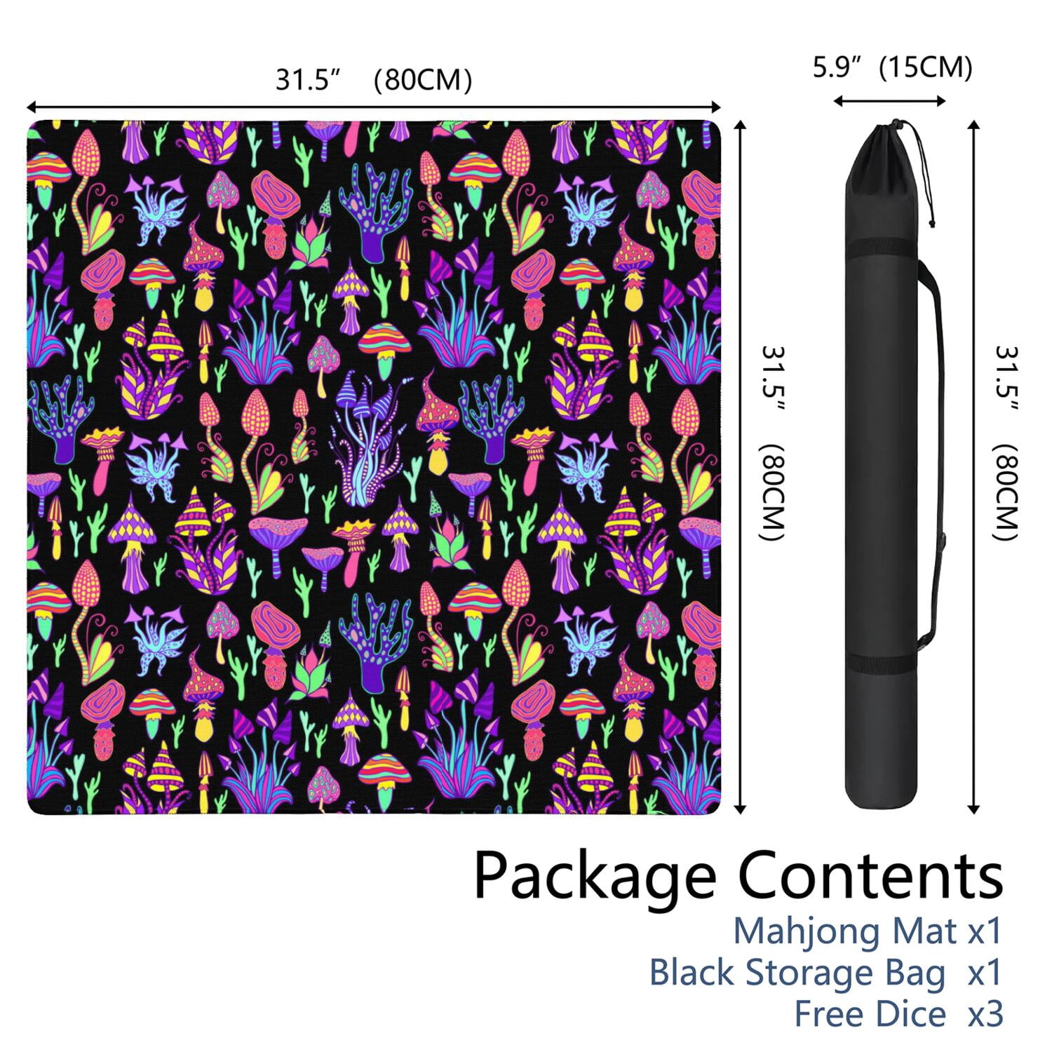 31.5x31.5 Square Plants Mahjong Pad Made of Premium Grade Rubber with Anti-Slip Surface Texture and Noise Dampening Properties for Board Games Card Games and Tiles