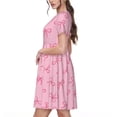 thumbnail image 2 of Fotbe Pink Bows Vestido Largo de Moda para Mujer, Vestido Tipo Camiseta con Manga Corta y Estilo Casual a Rayas y Bloques de Color, 2 of 6
