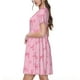 thumbnail image 2 of Balery Pink Bows Vestidos sueltos de manga corta para mujer, vestidos de verano 2025, vestidos casuales de corte A con vuelo., 2 of 6