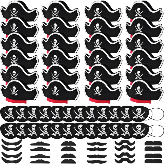Set de disfraces de pirata Halatool 72 piezas para niños: sombreros, bigotes