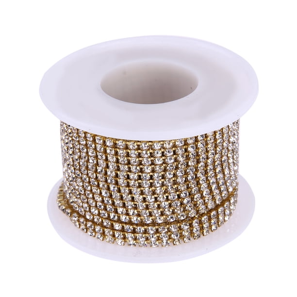 10 yardas/rollo de ropa con adorno de borla de diamantes de imitación para bolsas de ropa (SS8 25 mm dorado) JShteea Libre de BPA
