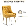 thumbnail image 3 of SEYNAR Modern Velvet Dining Chairs Set of 2, Tufted Back Accent Chair for Living Room,Yellow, 3 of 6